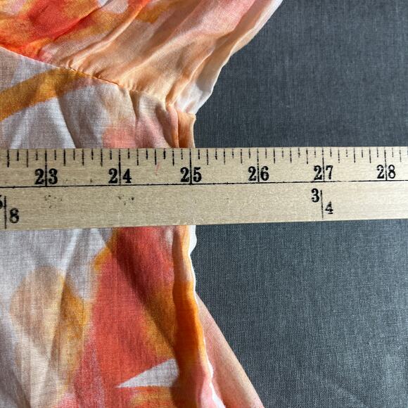 Chico's Shirt Womens Size 4 US 20 Orange Watercolor Button Front Lightweight - Picture 9 of 9